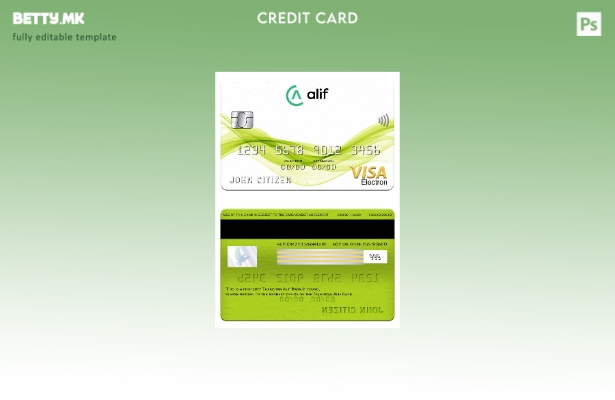 Модерен стил Таџикистан Алиф банка виза електронска картичка шаблон